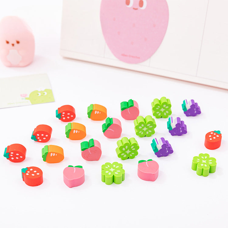 Wholesale 15PCS/BOX Plastic Qiqu Egg Eraser Fruit and Vegetable Twist Egg Eraser